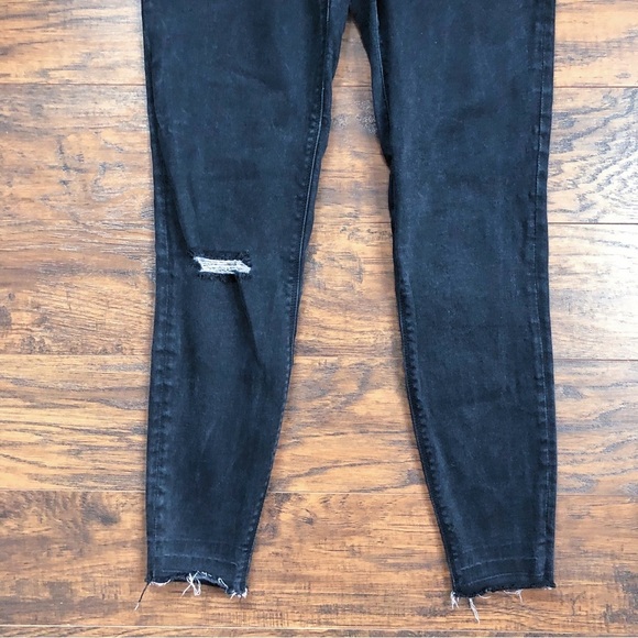 Spanx • Vintage Distressed Ankle Skinny Jeans black pull on raw hem jeggings - Picture 5 of 13